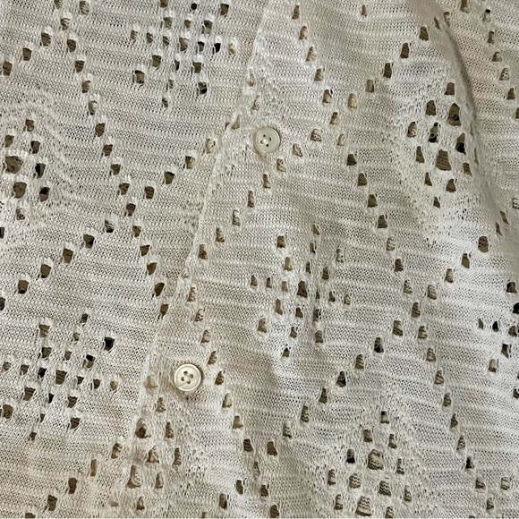 ZARA Cream Knit Eyelet Button Down Shirt | Size XL - Picture 2 of 4